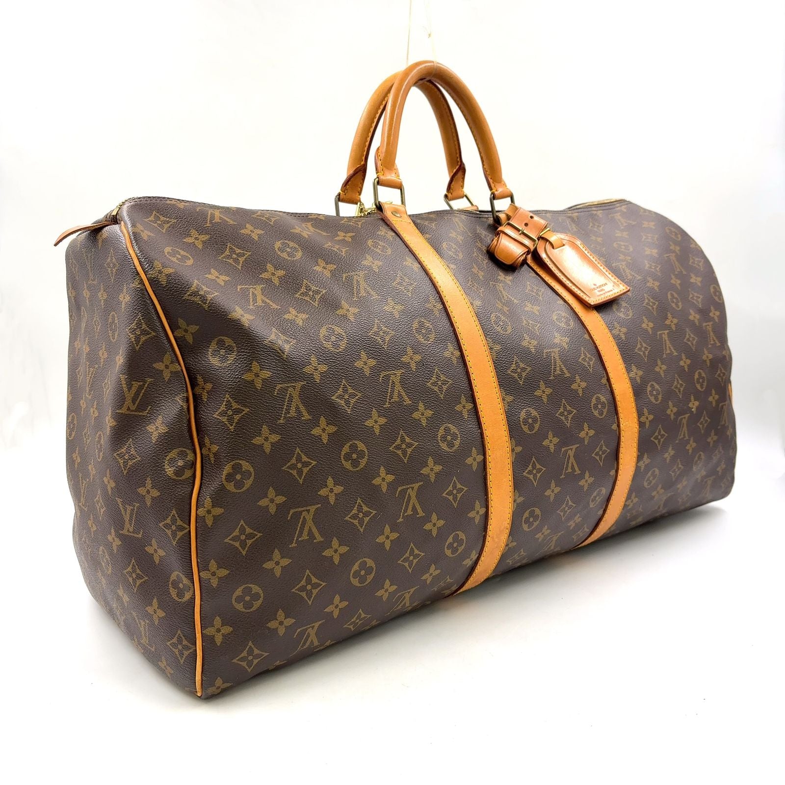 Louis Vuitton Keepall Bandouliere 60 Monogram Leather Brown Boston Bag Gold — view 2