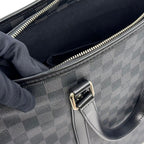 Louis Vuitton Tadao Damier Graphite Shoulder Bag Leather Black Tote Silver — view 8