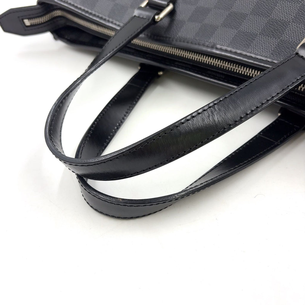 Louis Vuitton Tadao Damier Graphite Shoulder Bag Leather Black Tote Silver — view 5