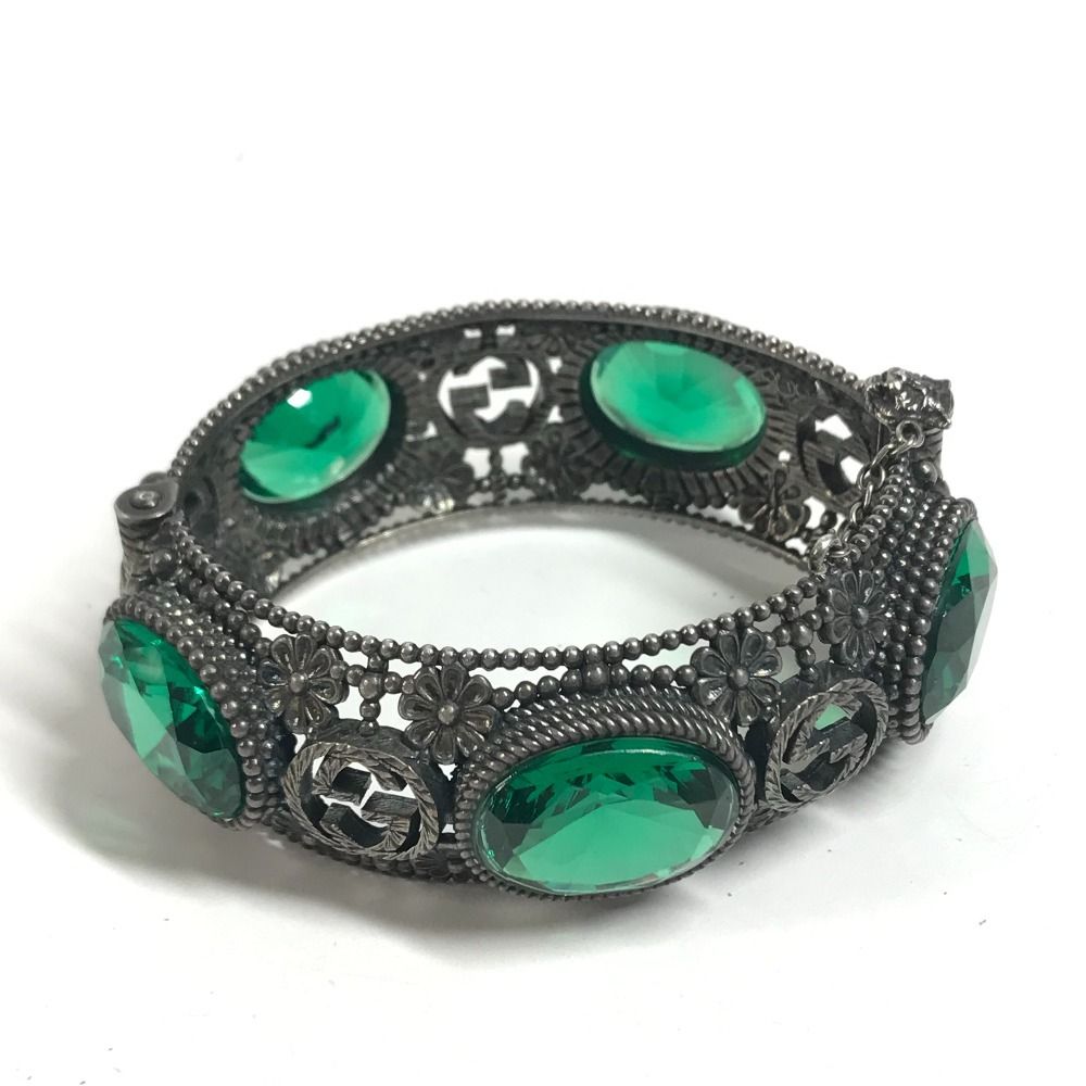 Gucci Bangle Interlocking Stone Bijou Silver Bracelet