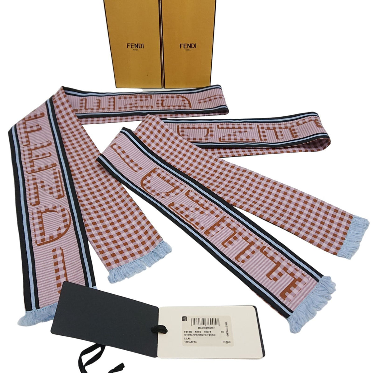 Fendi Wrappy Twilly 100% Silk Scarf