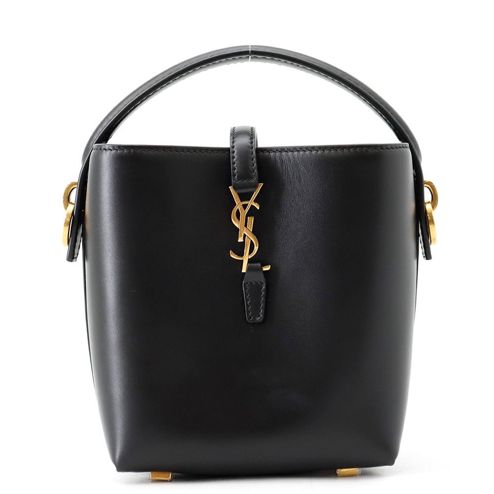 Saint Laurent Paris le 37 Mini Bucket Bag Calf Leather Black 2-Way