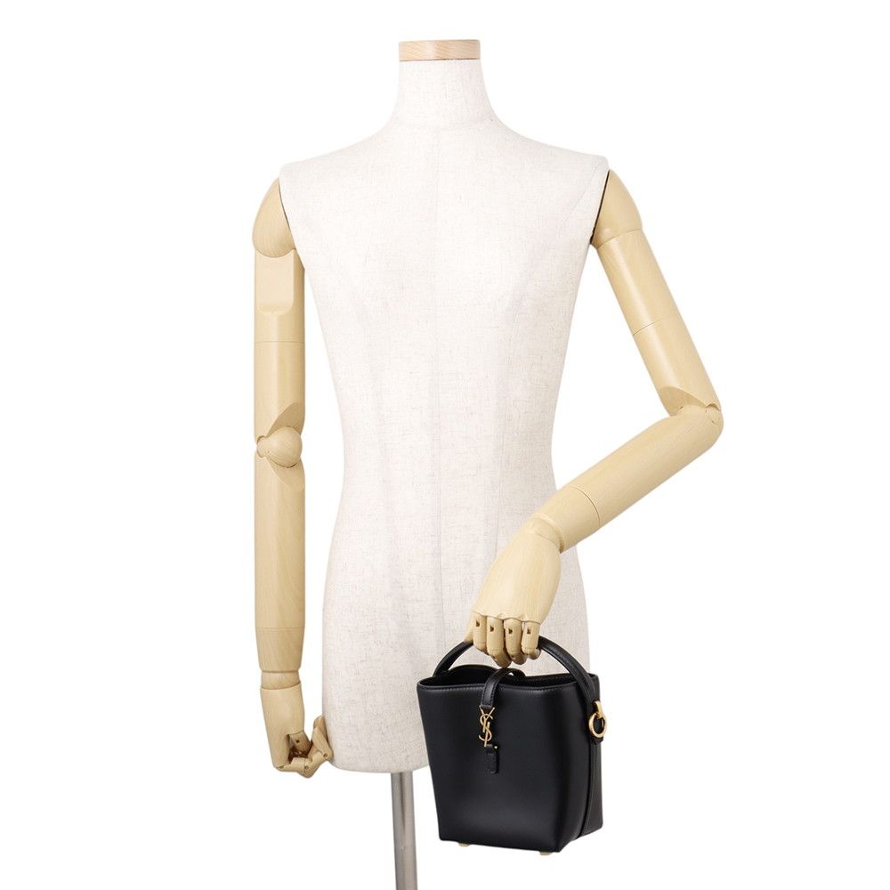 Saint Laurent Paris le 37 Mini Bucket Bag Calf Leather Black 2-Way — view 4