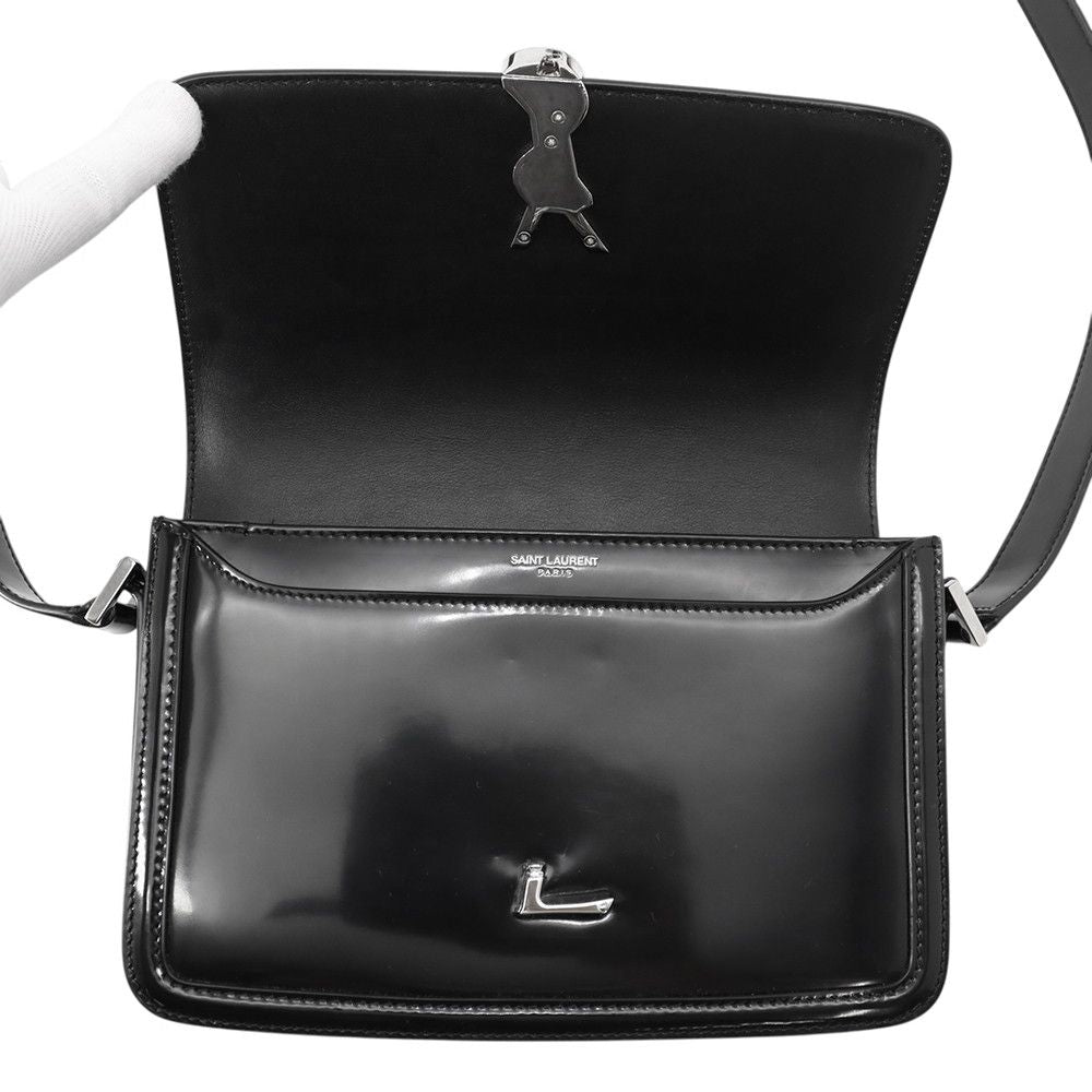 Saint Laurent Paris Shoulder Bag Solferino Patent Leather Black — view 5
