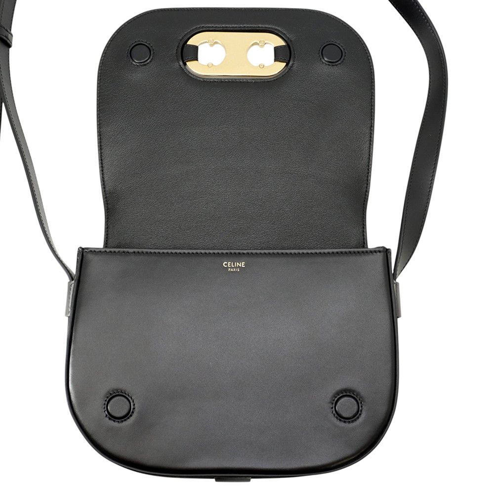 Celine Shoulder Bag Maillon Triomphe Calf Leather Black — view 6