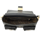 Fendi Multi Pocket Baguette Leather 2-Way Shoulder Bag Black — view 6