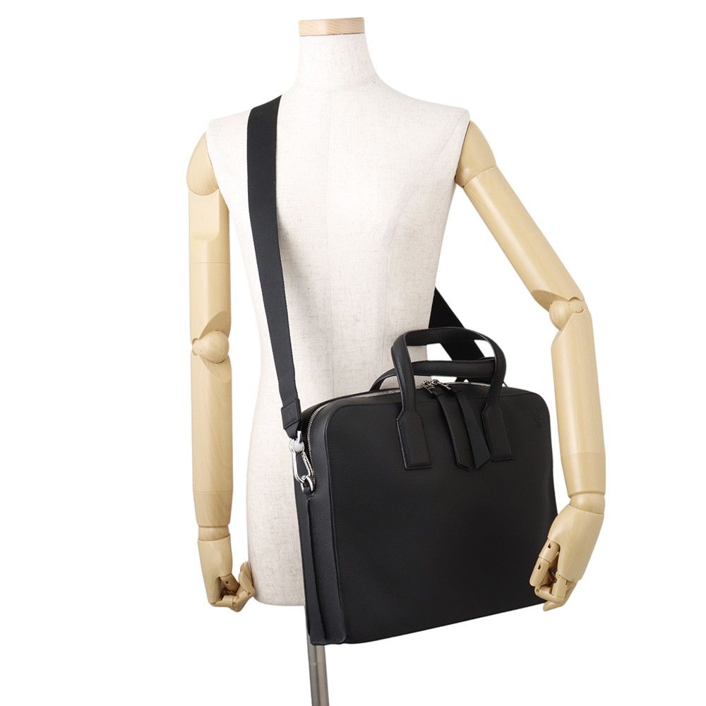 Loewe Business Goya Slim Briefcase Soft Grain Calf 2-Way Shoulder Bag Black — view 5