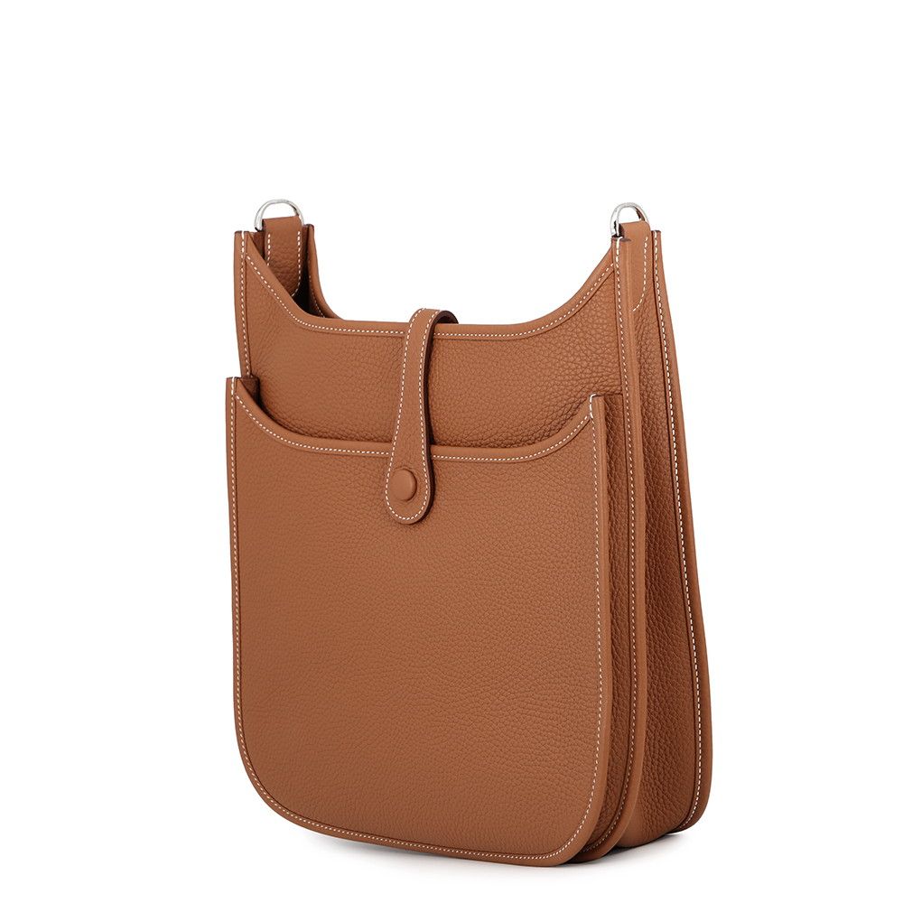 Hermes Shoulder Bag Evelyne 3 PM Gold Silver Taurillon Clemence — view 2