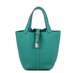 Hermes Handbag Picotin Lock PM Eclat Vert Veron Blue Nord Silver Taurillon