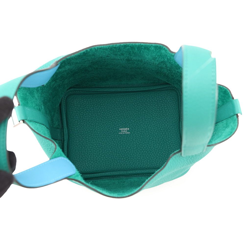 Hermes Handbag Picotin Lock PM Eclat Vert Veron Blue Nord Silver Taurillon — view 5