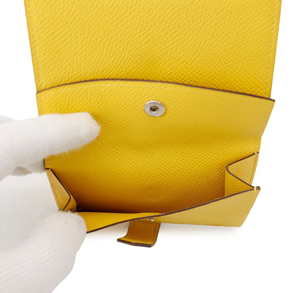 Hermes Card Case Bearn Mini Coin Purse Joan Ambre Silver Epsom Wallet Business — view 5