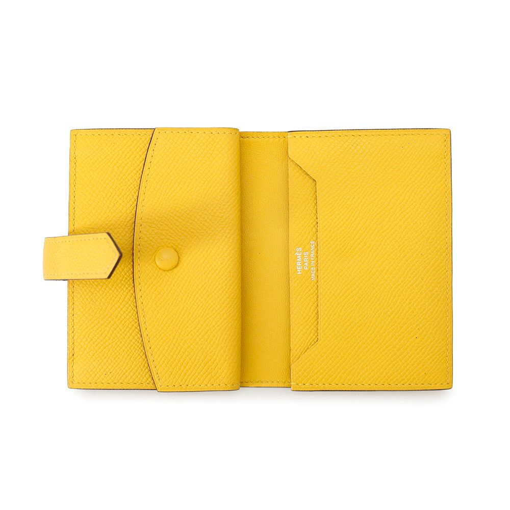 Hermes Card Case Bearn Mini Coin Purse Joan Ambre Silver Epsom Wallet Business — view 4