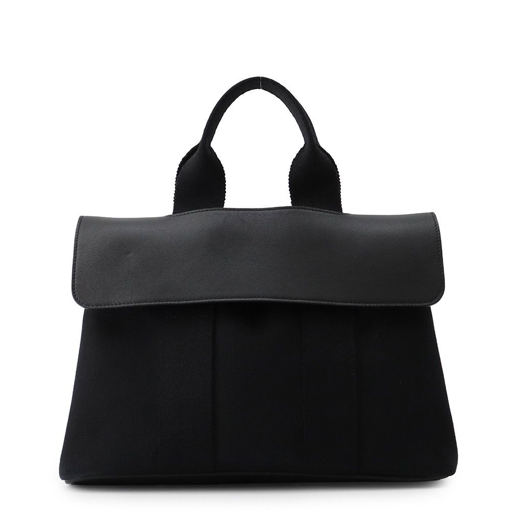 Hermes Handbag Valparaiso PM Black Silver Toilet Blanc Leather