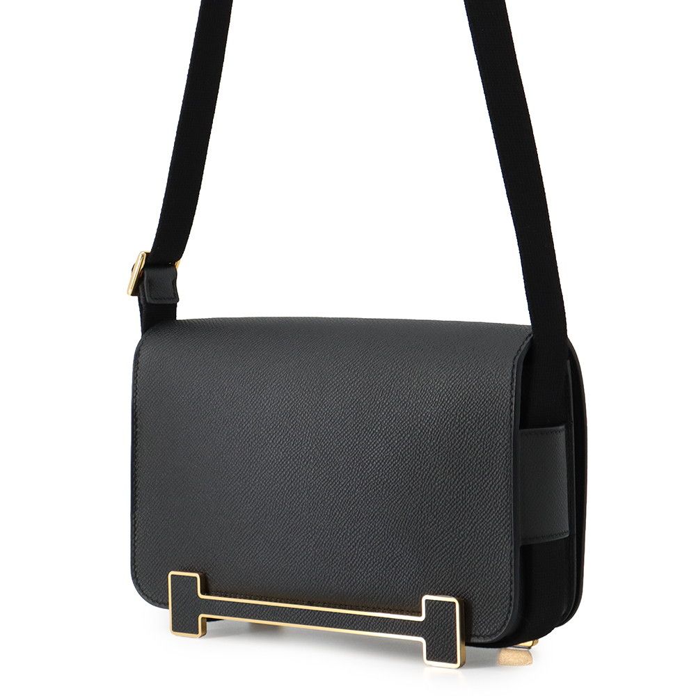 Hermes Shoulder Bag Geta Slim Black Gold Epsom — view 2