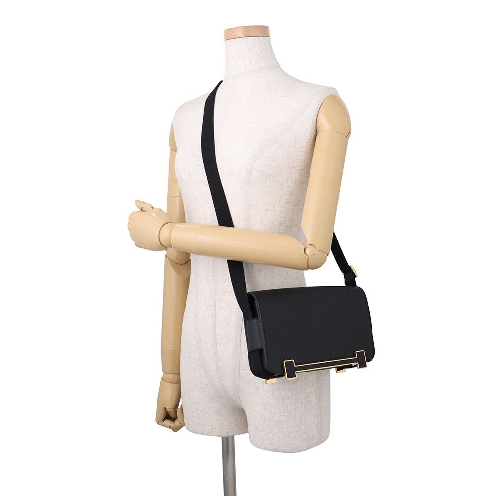 Hermes Shoulder Bag Geta Slim Black Gold Epsom — view 4