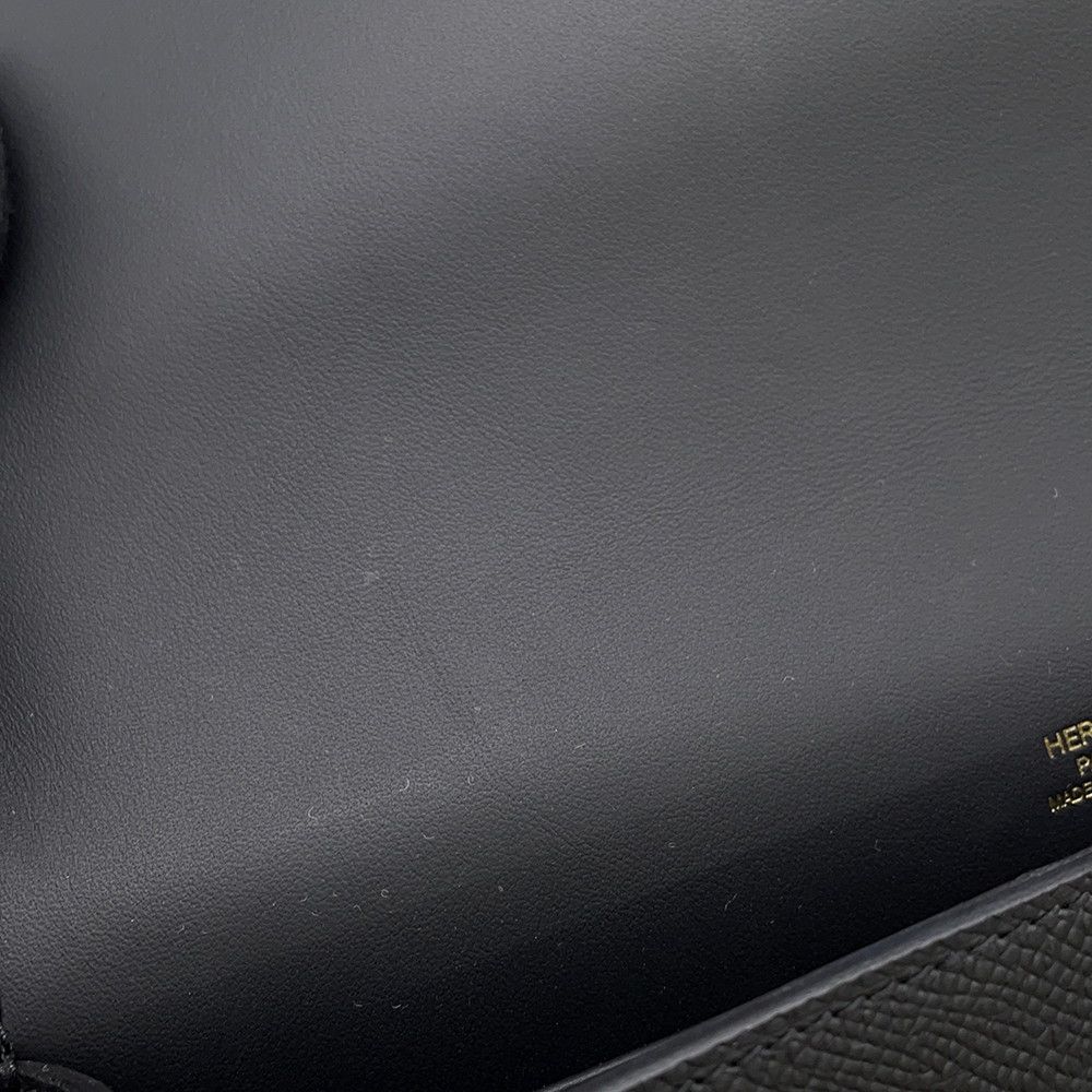 Hermes Shoulder Bag Geta Slim Black Gold Epsom — view 7