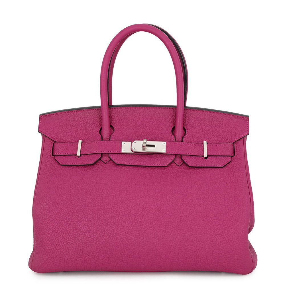 Hermes Birkin 30 Rose Purple Silver Togo Handbag