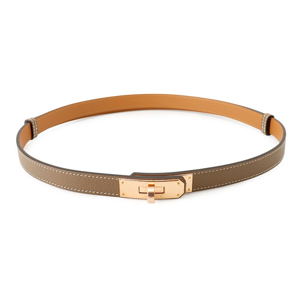 Hermes Kelly Belt Etoupe Pink Gold Epsom
