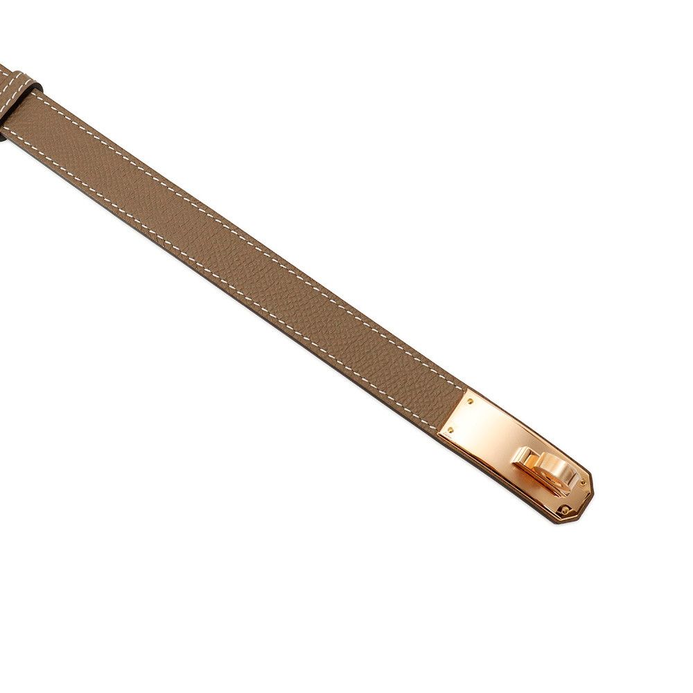 Hermes Kelly Belt Etoupe Pink Gold Epsom — view 4