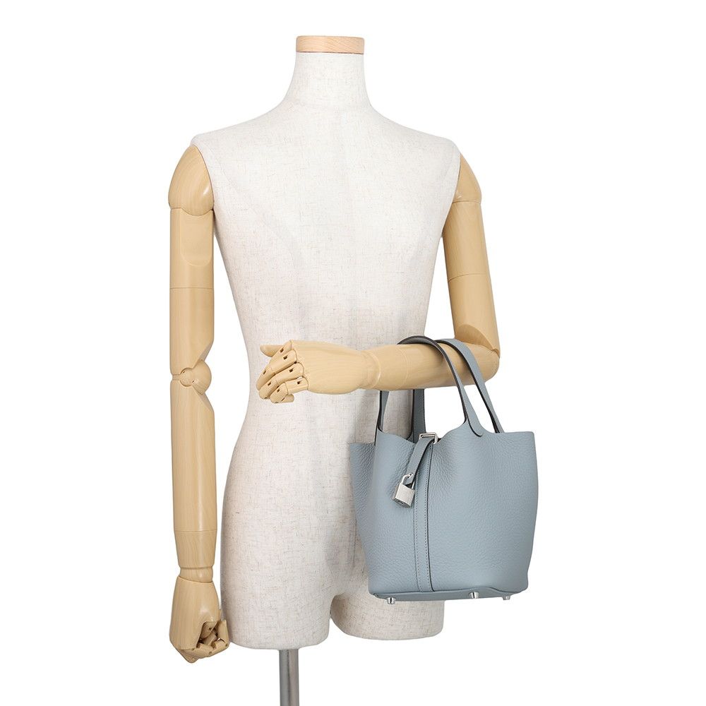 Hermes Handbag Picotin Lock PM Gris Perle Silver Taurillon Clemence — view 4