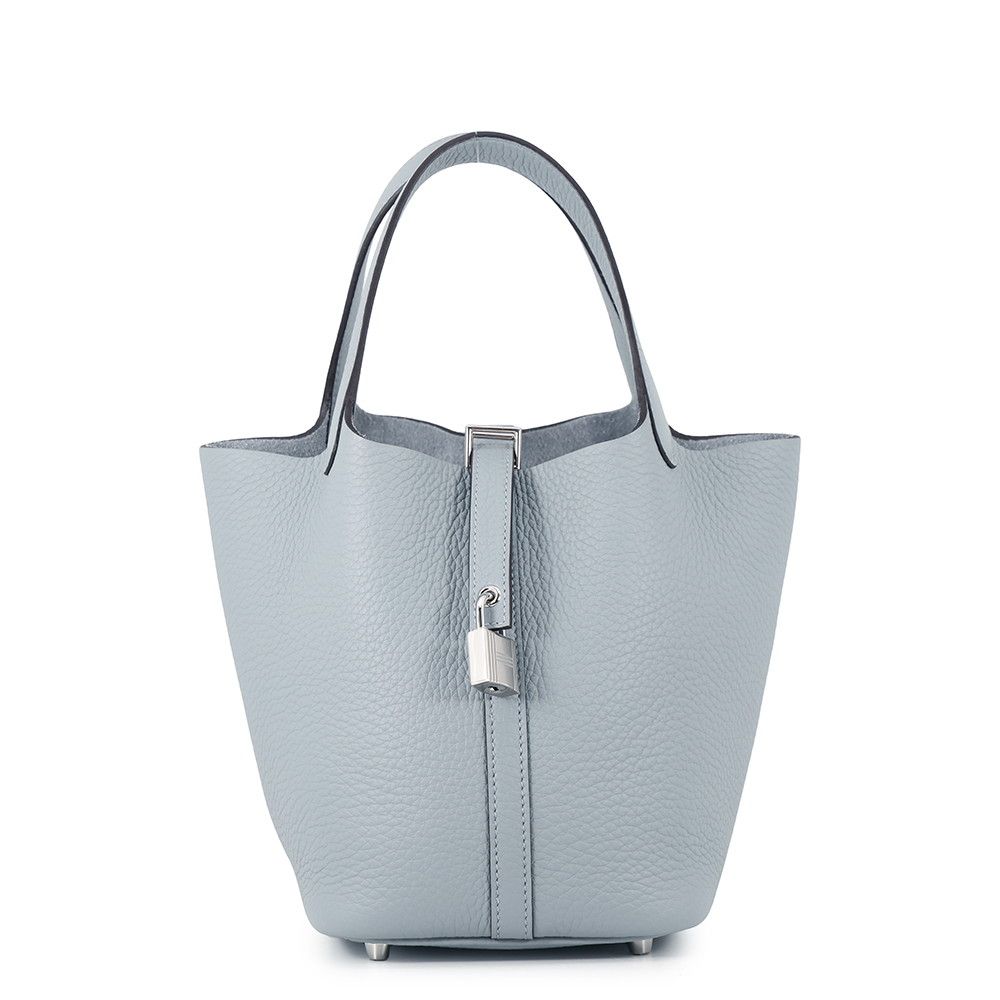 Hermes Handbag Picotin Lock PM Gris Perle Silver Taurillon Clemence