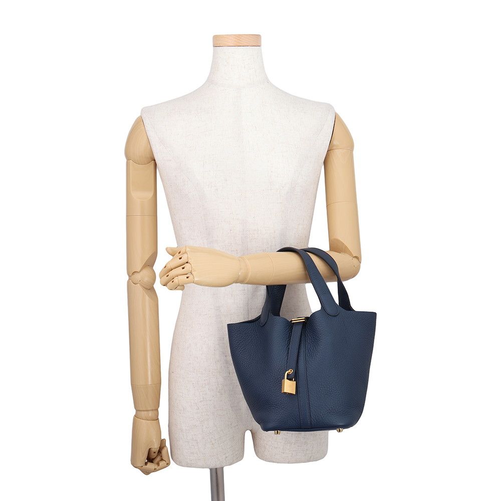 Hermes Handbag Picotin Lock PM Blue Deplus Gold Taurillon Clemence — view 4