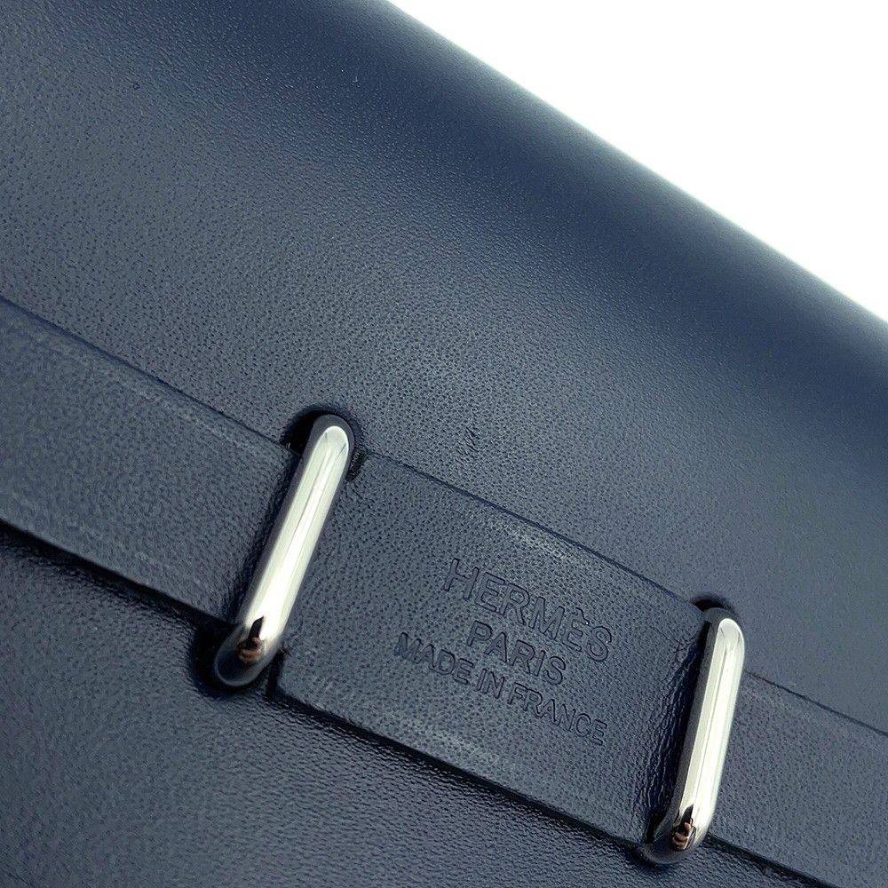 Hermes Shoulder Bag Herbag Zip Mini Black Blue Indigo Silver Toile Military — view 7