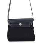 Hermes Shoulder Bag Herbag Zip Mini Black Blue Indigo Silver Toile Military