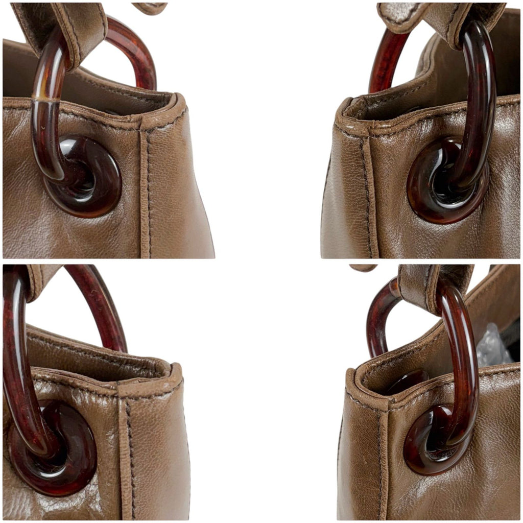 Prada Plastics Chain Hobo Leather Plastic Shoulder Bag Nappa Brown — view 6