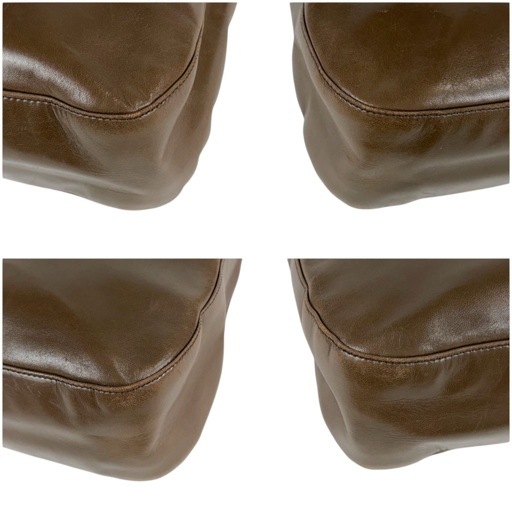 Prada Plastics Chain Hobo Leather Plastic Shoulder Bag Nappa Brown — view 7