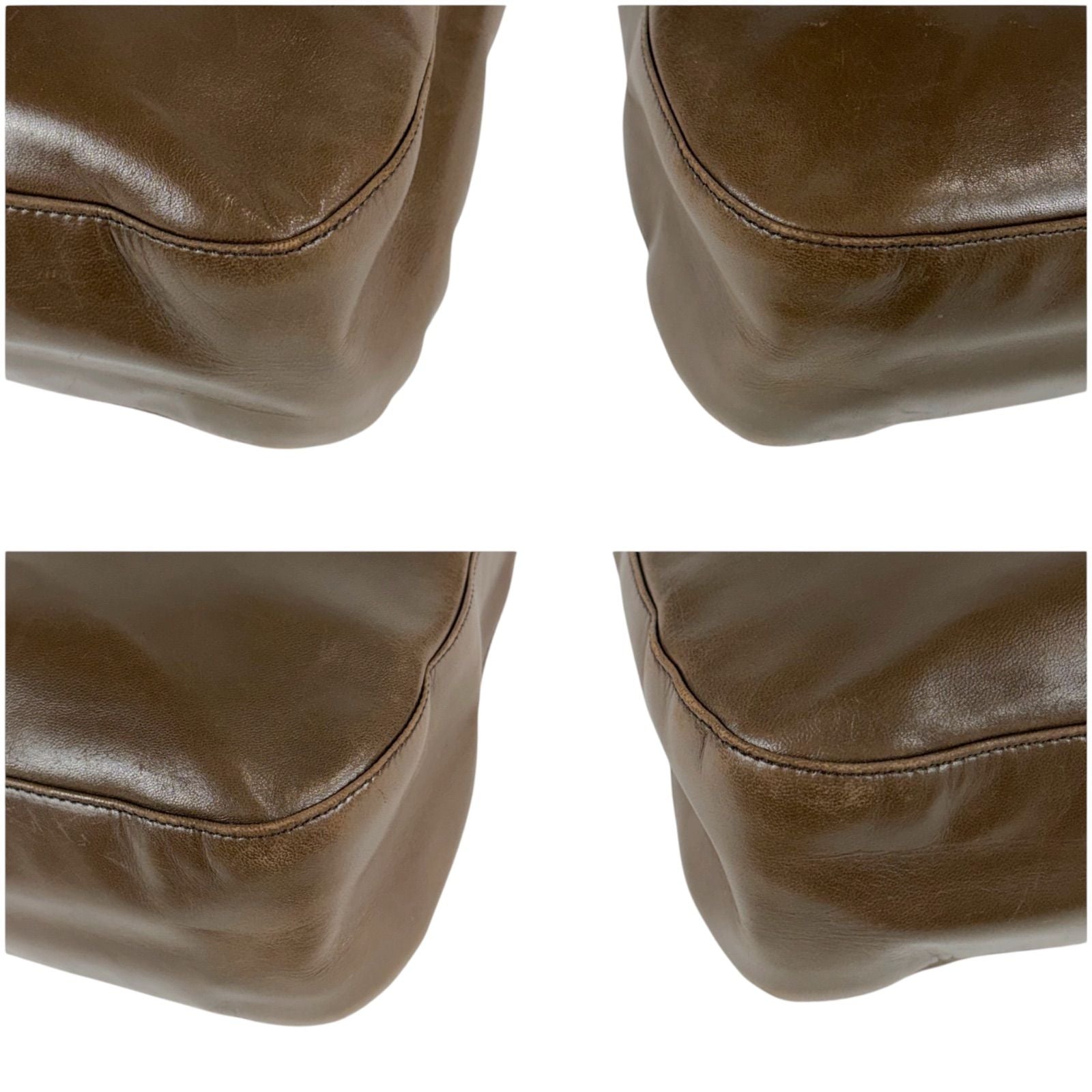 Prada Plastics Chain Hobo Leather Plastic Shoulder Bag Nappa Brown — view 7