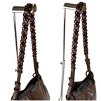 Prada Plastics Chain Hobo Leather Plastic Shoulder Bag Nappa Brown — view 8