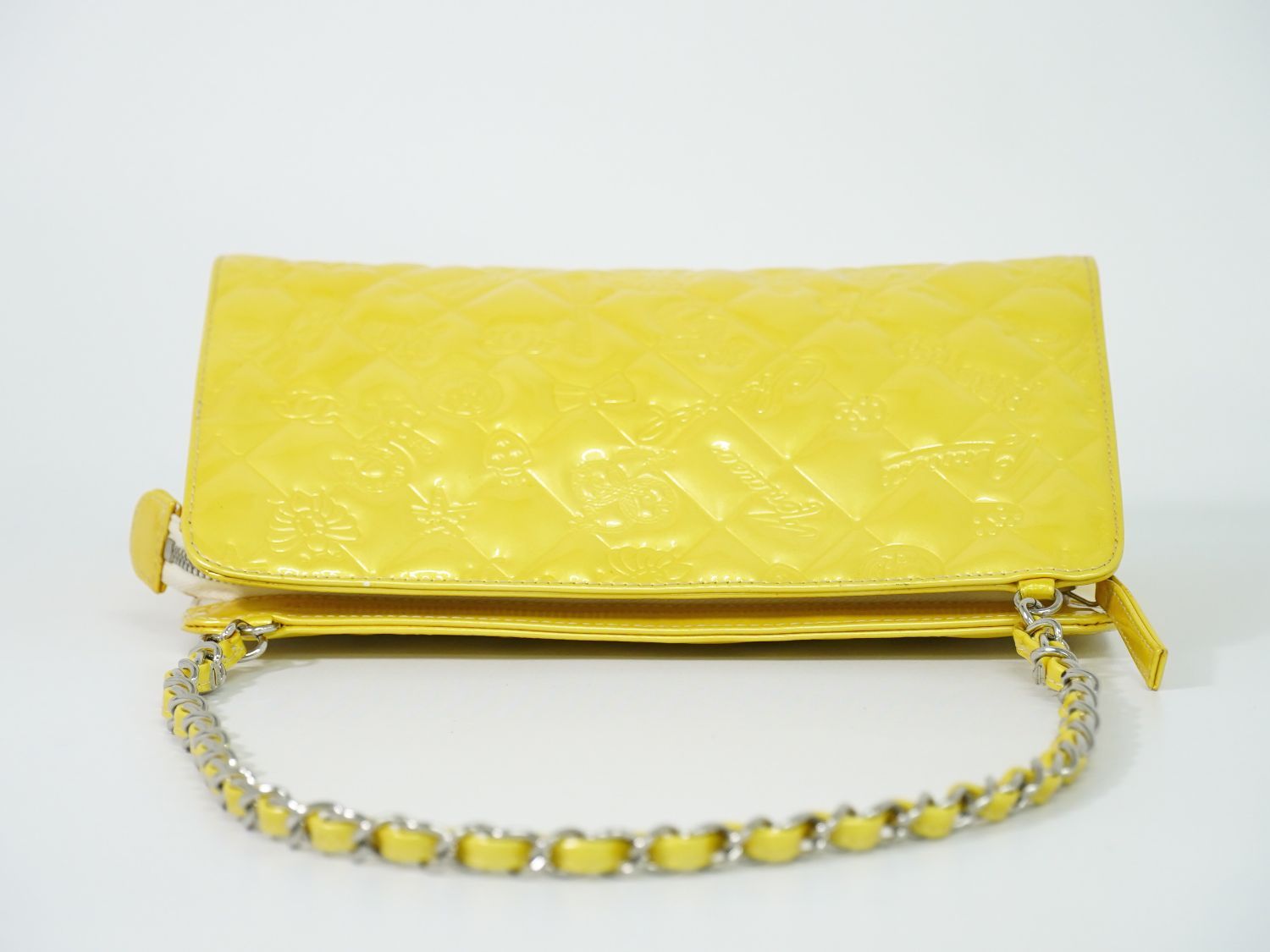 Chanel Icon Charm Chain Shoulder Bag Patent Leather Yellow Second — view 5