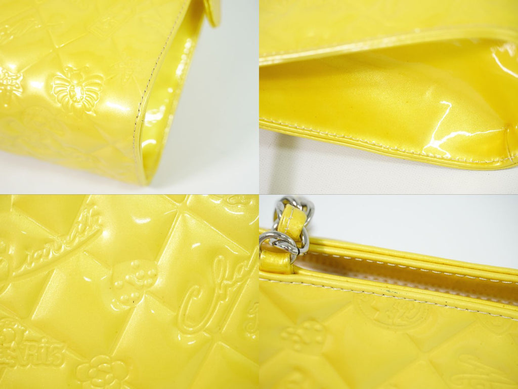 Chanel Icon Charm Chain Shoulder Bag Patent Leather Yellow Second — view 7