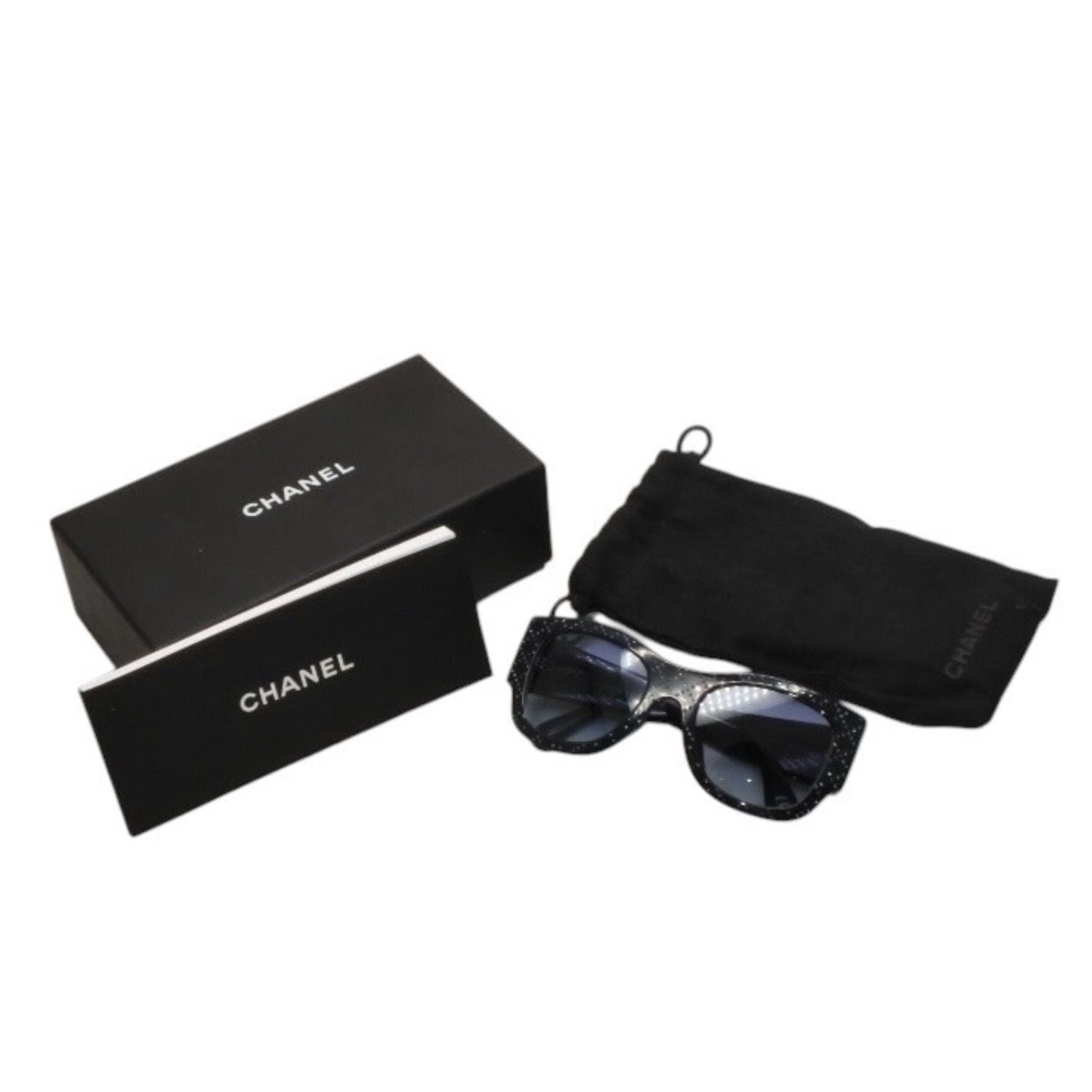 Chanel Sunglasses Eyewear CC Logo Rhinestone Navy