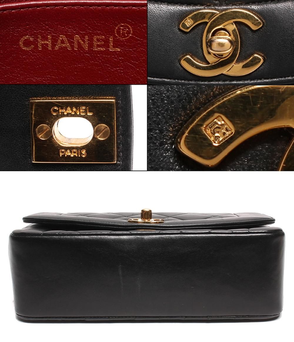 Chanel Chain Shoulder Bag Gold CC Logo Lambskin Quilted Diana Flap 22 — view 4
