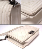 Chanel Chain Shoulder Bag Quilted Silver — view 8