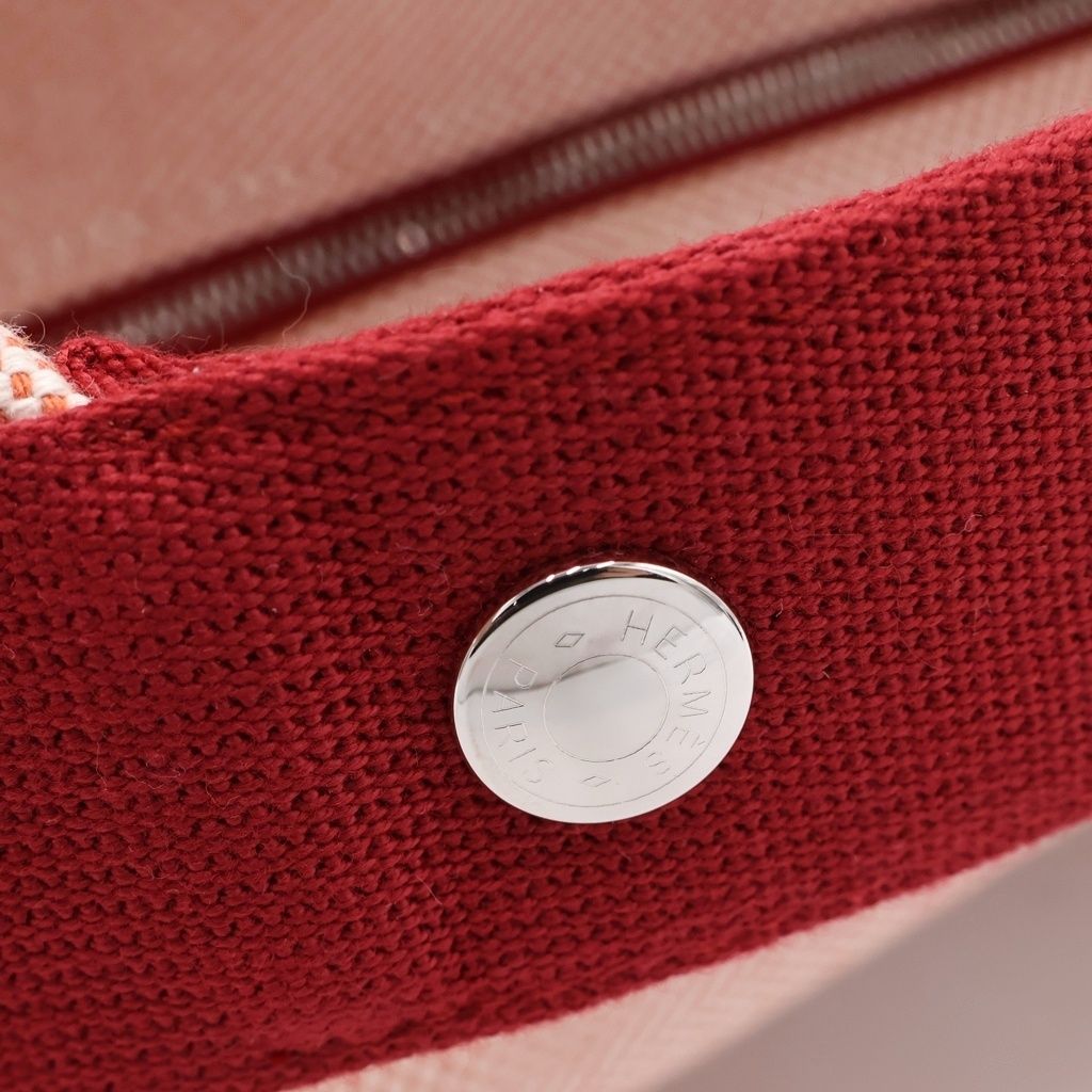 Hermes Brid Black GM Handbag Pouch Red Canvas — view 7