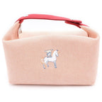 Hermes Brid Black GM Handbag Pouch Red Canvas