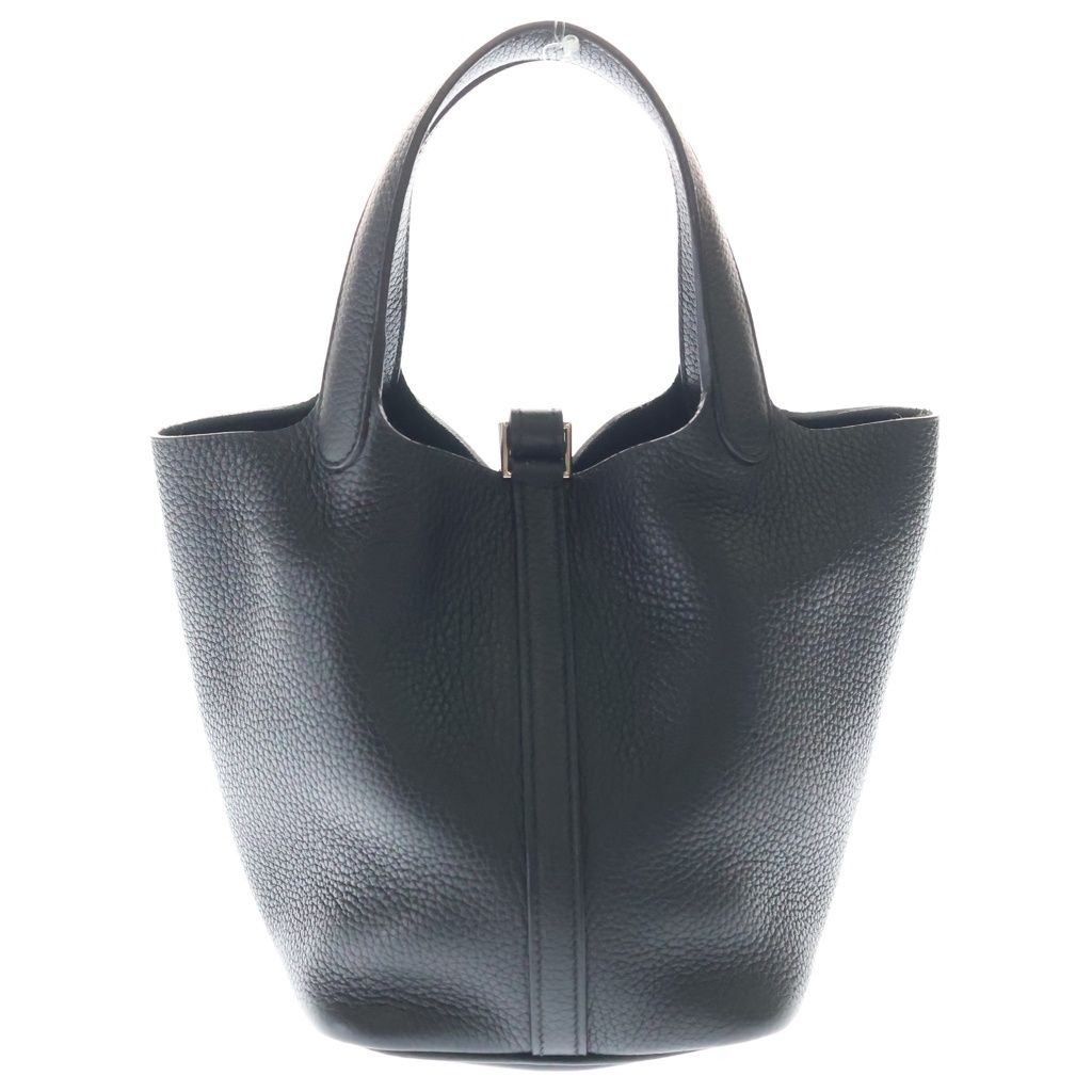 Hermes Picotin Lock PM Taurillon Clemence Silver Tote Noir Black — view 2