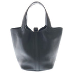 Hermes Picotin Lock PM Taurillon Clemence Silver Tote Noir Black — view 2