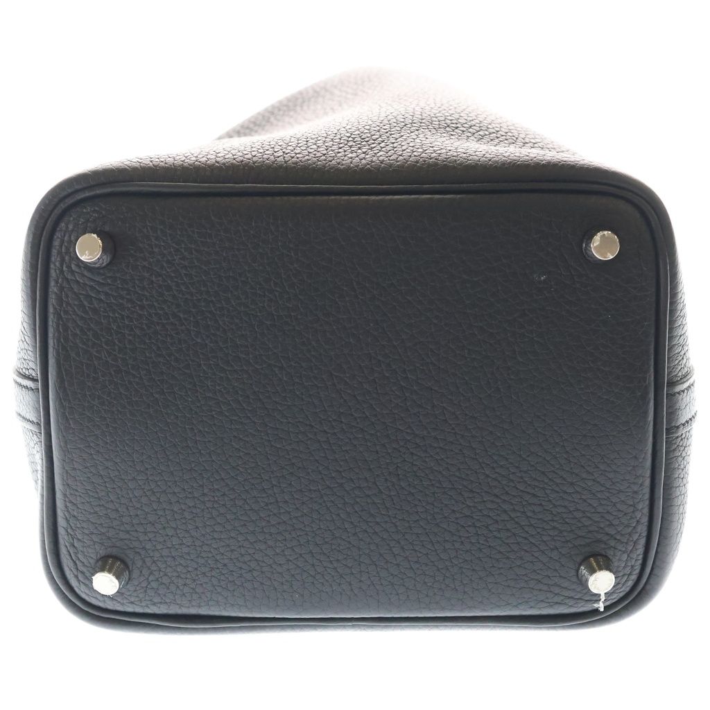Hermes Picotin Lock PM Taurillon Clemence Silver Tote Noir Black — view 4