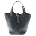 Hermes Picotin Lock PM Taurillon Clemence Silver Tote Noir Black
