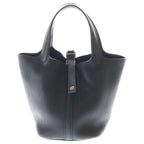 Hermes Picotin Lock PM Taurillon Clemence Silver Tote Noir Black