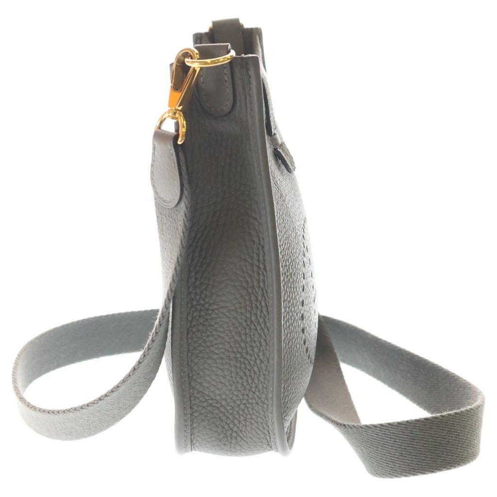 Hermes TPM Grimeia Shoulder Bag Gray Taurillon Clemence Leather Gold — view 3