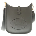 Hermes TPM Grimeia Shoulder Bag Gray Taurillon Clemence Leather Gold