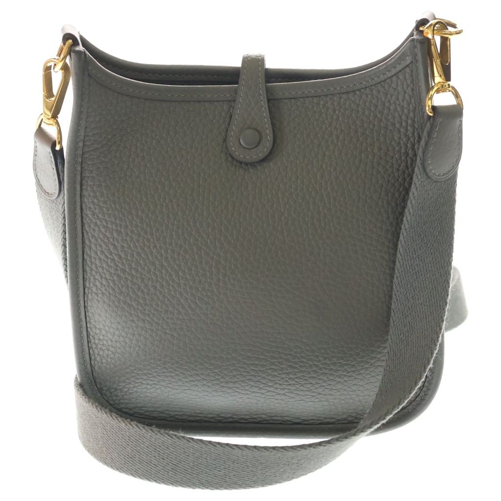 Hermes TPM Grimeia Shoulder Bag Gray Taurillon Clemence Leather Gold — view 2