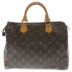 Louis Vuitton Monogram Speedy 30 Boston Bag Brown Leather Gold — view 2