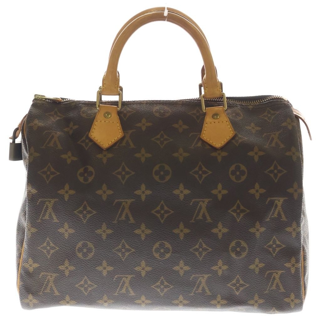 Louis Vuitton Monogram Speedy 30 Boston Bag Brown Leather Gold — view 2