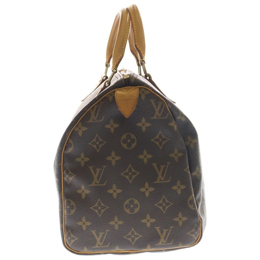 Louis Vuitton Monogram Speedy 30 Boston Bag Brown Leather Gold — view 3